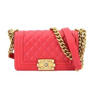 CHANEL BoyCHANEL Small Chain Shoulder Bag Leather Pink A67085 90279046